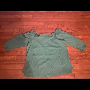 Loft Green Button Back Off Shoulder Top NWT